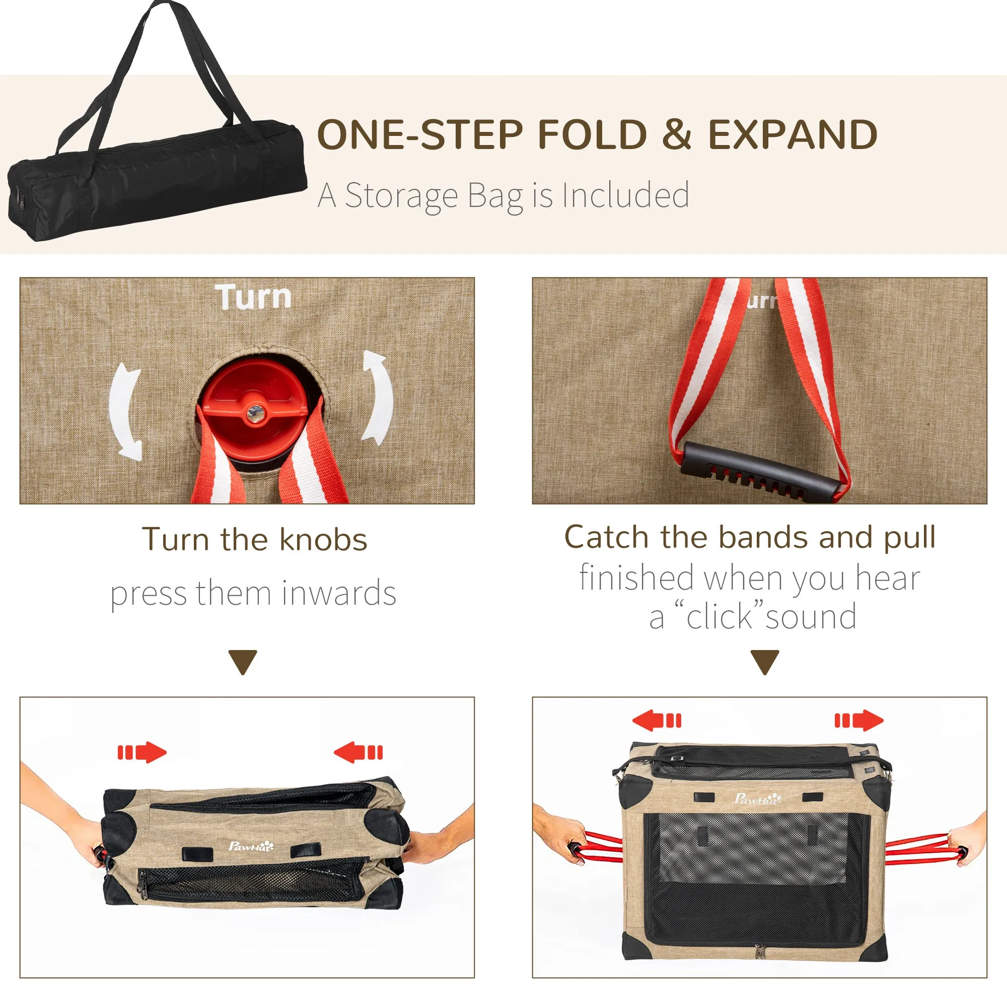 Foldable Pet Carrier, with Cushion, for Small Dogs and Cats
