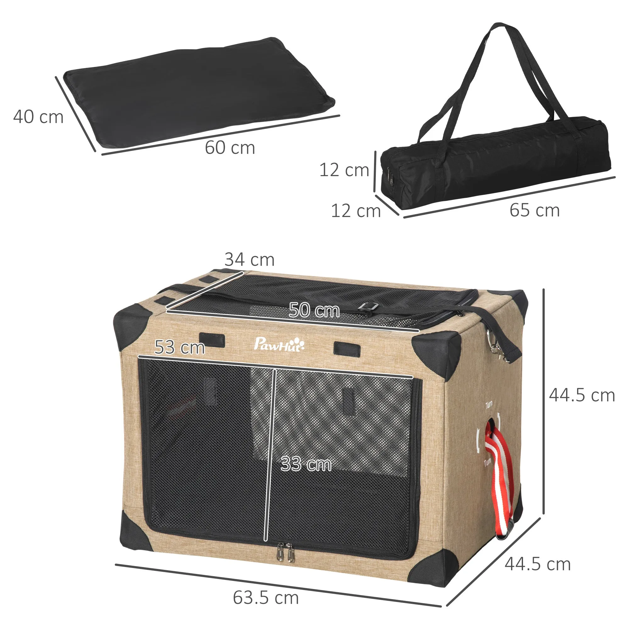 Foldable Pet Carrier, with Cushion, for Small Dogs and Cats