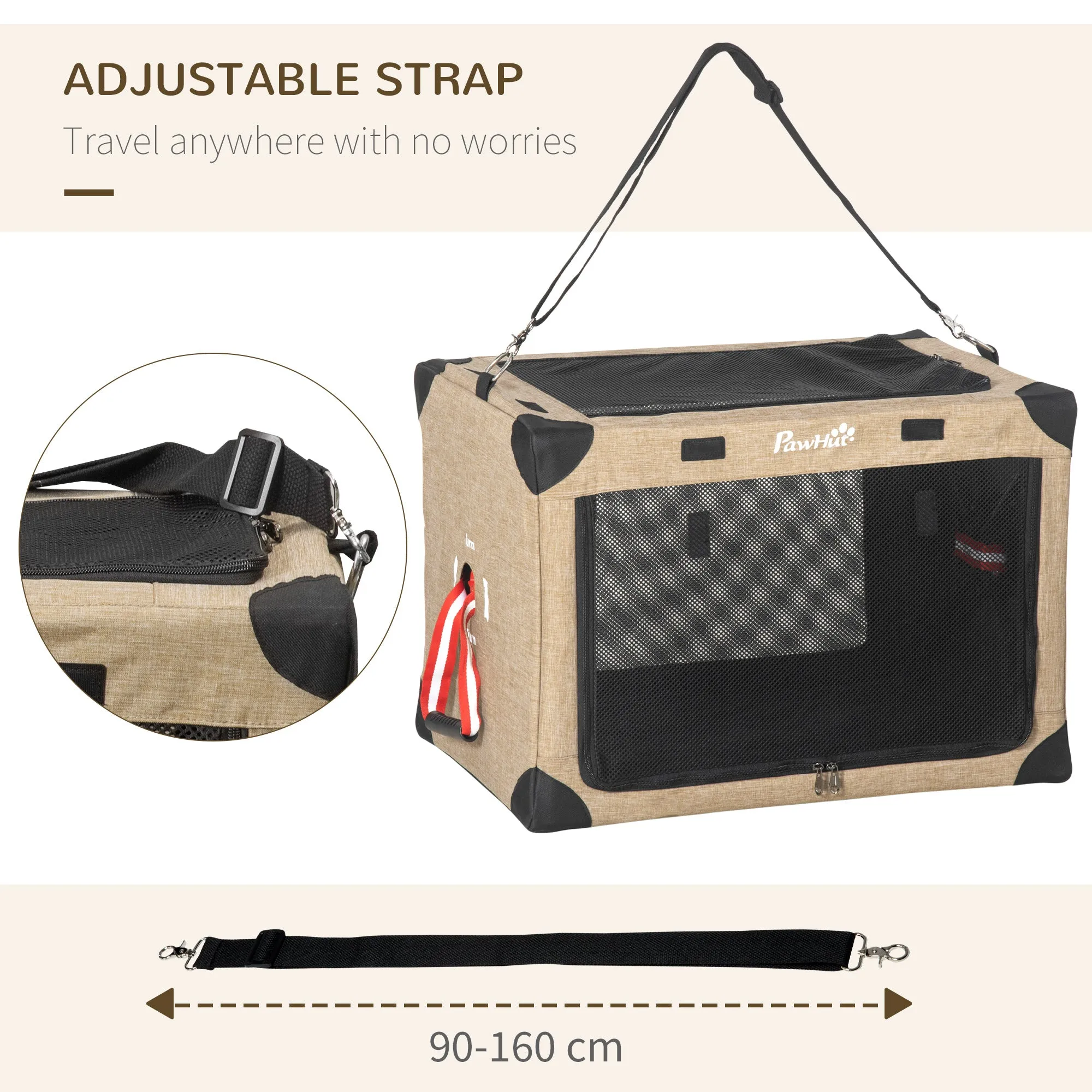 Foldable Pet Carrier, with Cushion, for Small Dogs and Cats