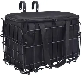 Folding Bike Basket Front/Rear, Foldable Bicycle Basket with Removable Storage Bag, Rust Proof Hanging Cargo Basket Large Quick Release Storage Rack for Dogs, Pets, Fruit & Grocery