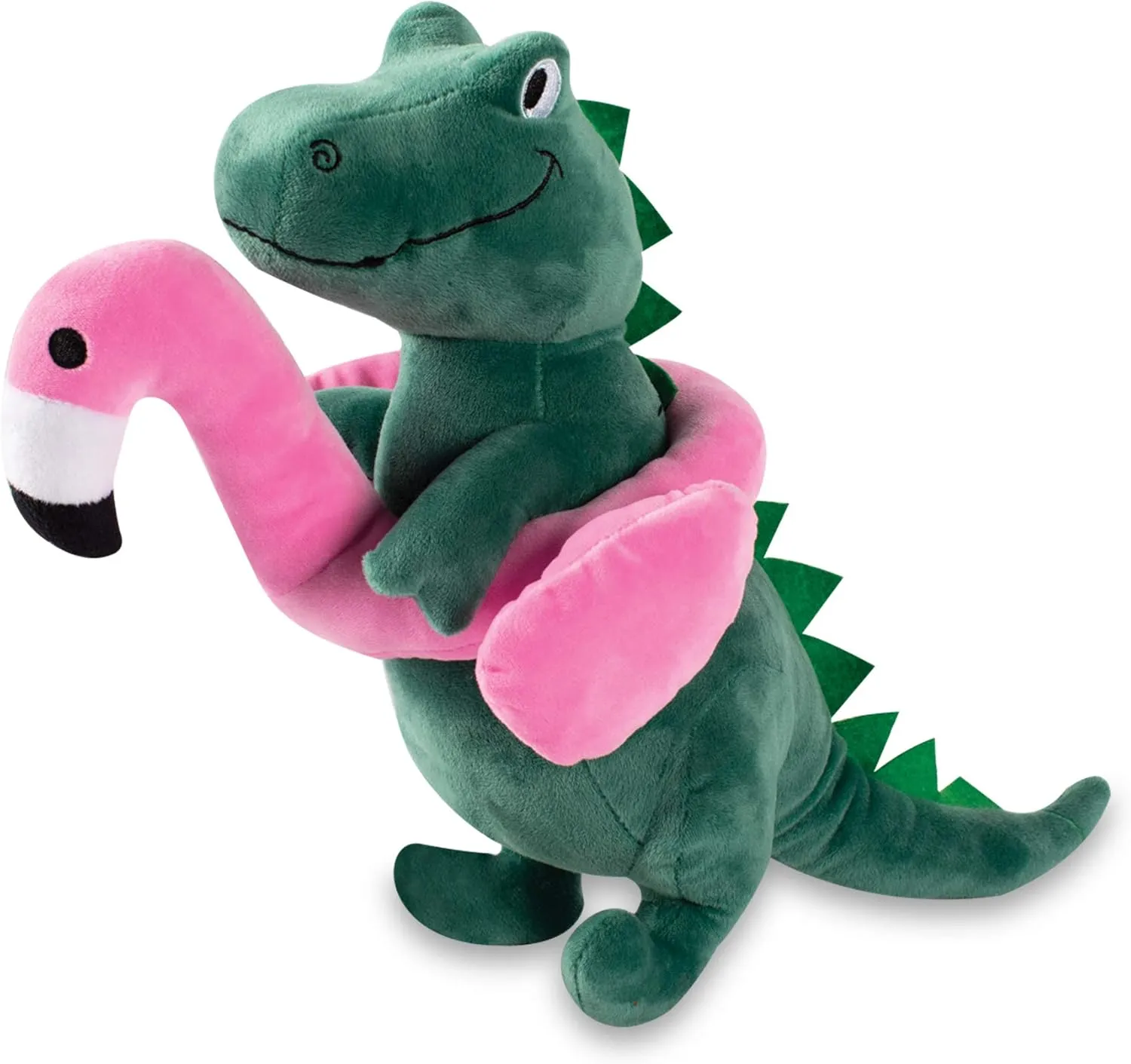 Fringe Studio Squeaker Large Plush Pet Toy, T-Rex (728003), Green, Flamingo Fun