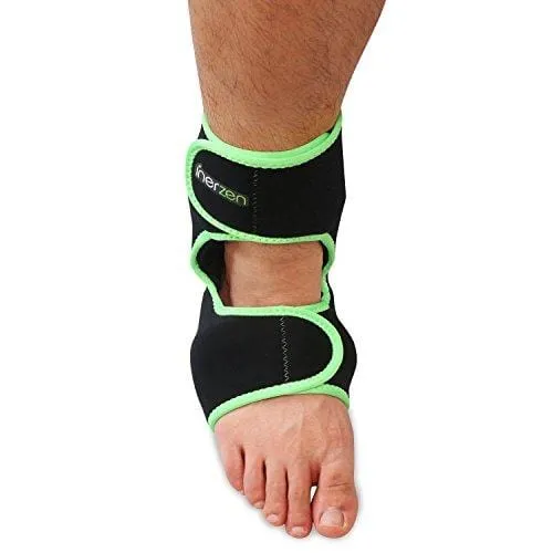 Inerzen Foot and Ankle Support Hot and Cold Gel Therapy Wrap - Includes 2 Hot or Cold Gel Packs for Pain Relief - Microwavable, Freezable, Reusable (One Size Fits All)