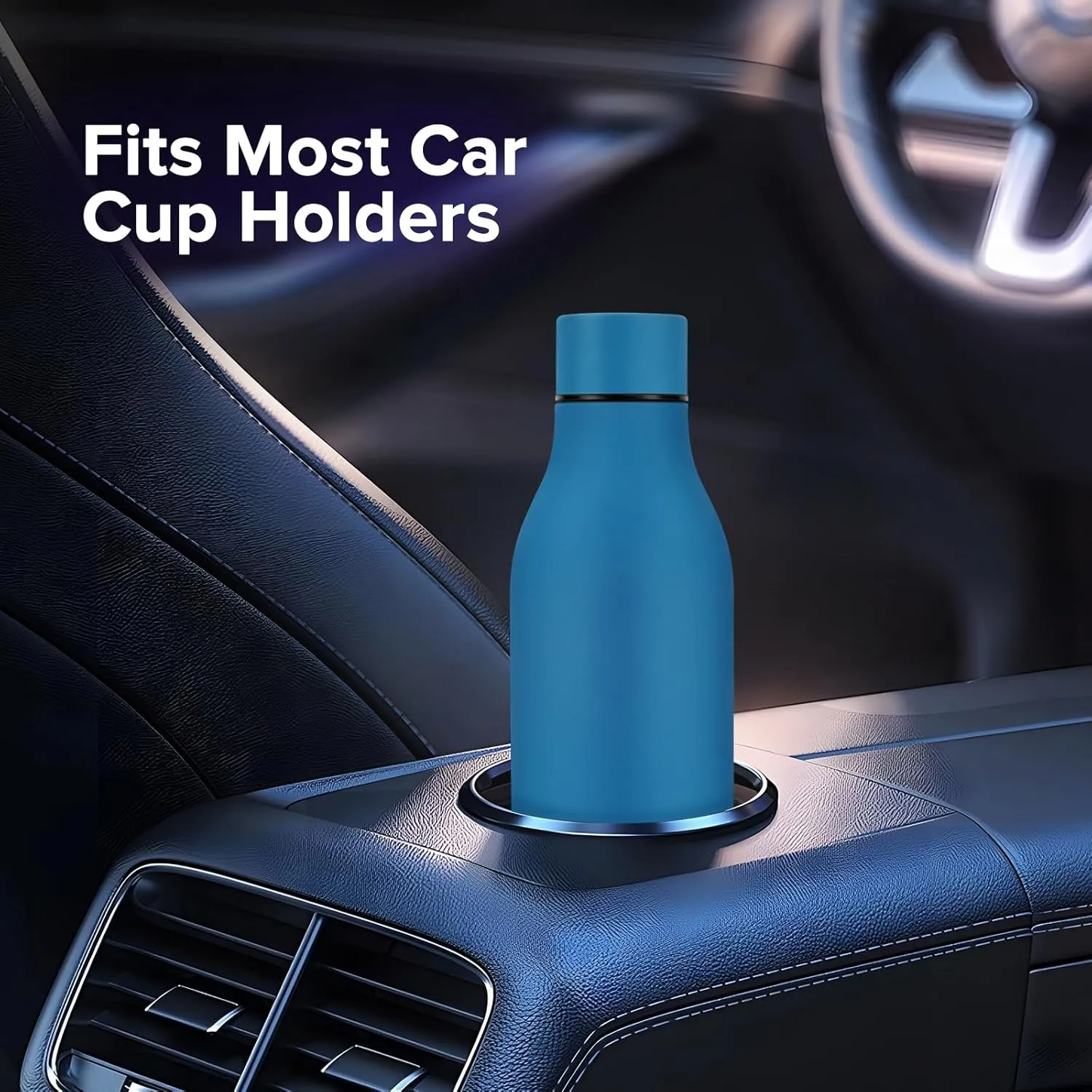Insulated Metal Water Bottle, 18 oz Stainless Steel Leak-Proof Gym Water Bottle with Lid for Men Women (Blue)