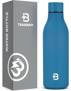 Insulated Metal Water Bottle, 18 oz Stainless Steel Leak-Proof Gym Water Bottle with Lid for Men Women (Blue)