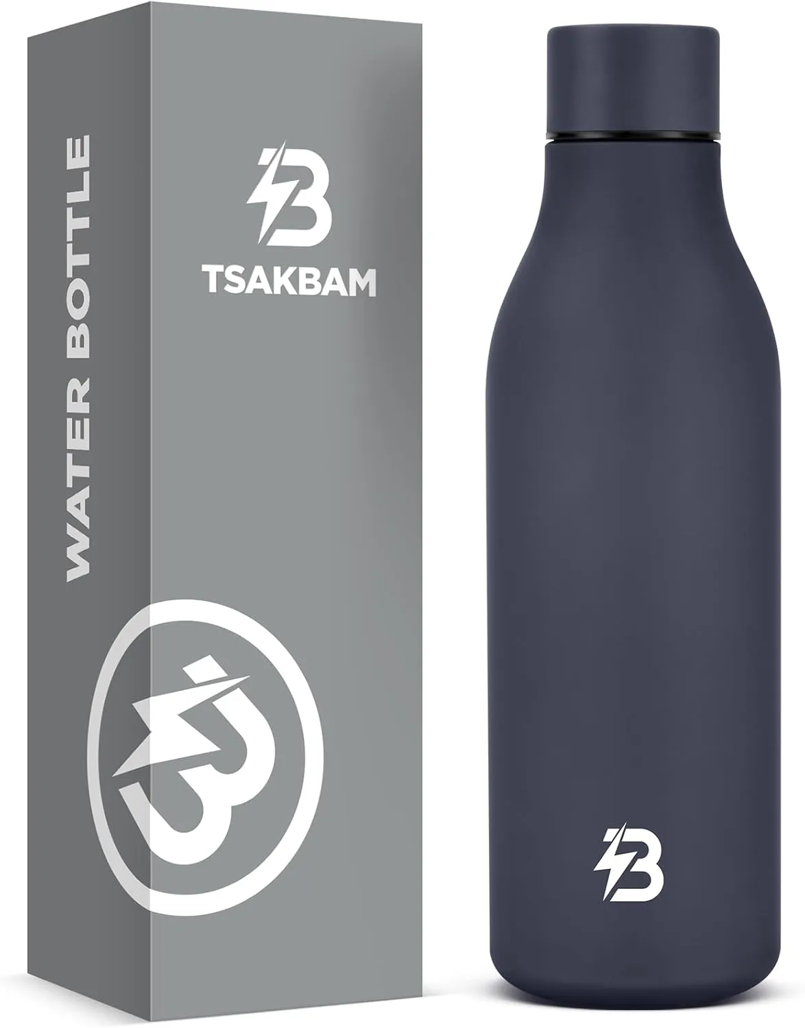 Insulated Metal Water Bottle, 18 oz Stainless Steel Leak-Proof Gym Water Bottle with Lid for Men Women (Dark Blue)