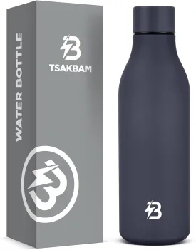 Insulated Metal Water Bottle, 18 oz Stainless Steel Leak-Proof Gym Water Bottle with Lid for Men Women (Dark Blue)