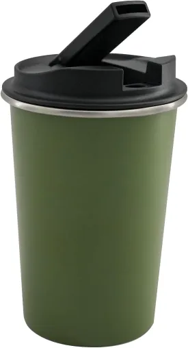 Insulated Stainless Steel Travel Mug with Heat-Resistant Silicone Lid | Discreet Reusable Cup for Camping, Hiking & Outdoor Activities (Green)