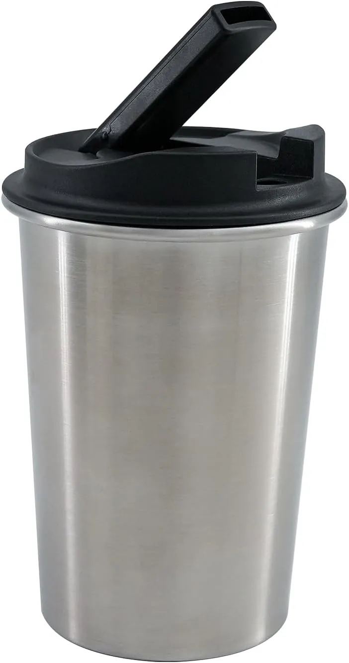 Insulated Stainless Steel Travel Mug with Heat-Resistant Silicone Lid | Discreet Reusable Cup for Camping, Hiking & Outdoor Activities (Silver)