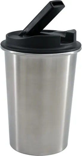 Insulated Stainless Steel Travel Mug with Heat-Resistant Silicone Lid | Discreet Reusable Cup for Camping, Hiking & Outdoor Activities (Silver)
