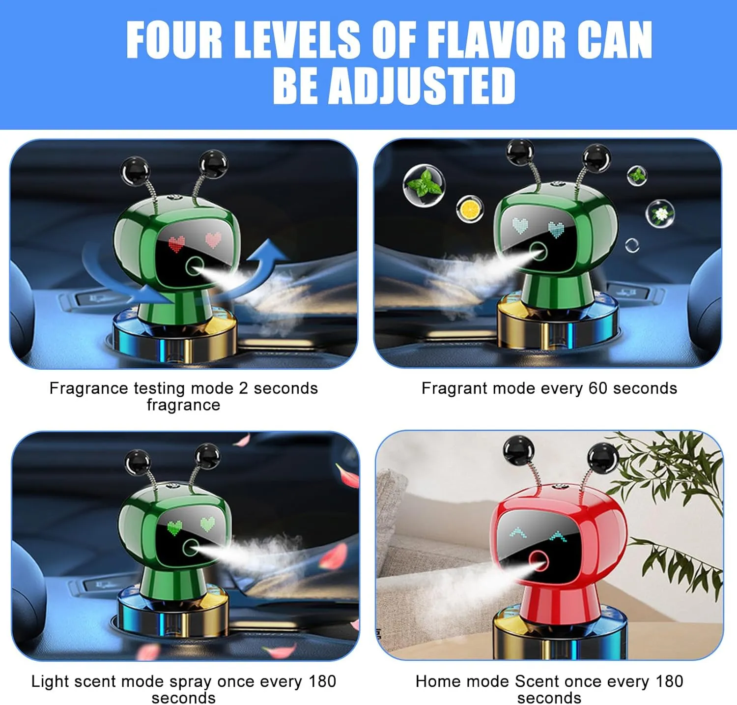 Intelligent Automotive Freshener Diffuser With Automatic Scent Release 30 Day Battery Life For Daily Commute Or Travel