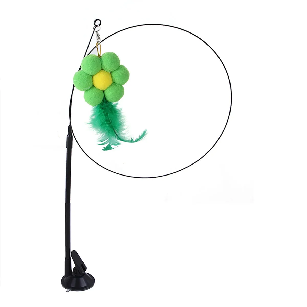 Interactive Cat Toy - Feather Teaser Wand with Bell and Sucker Base