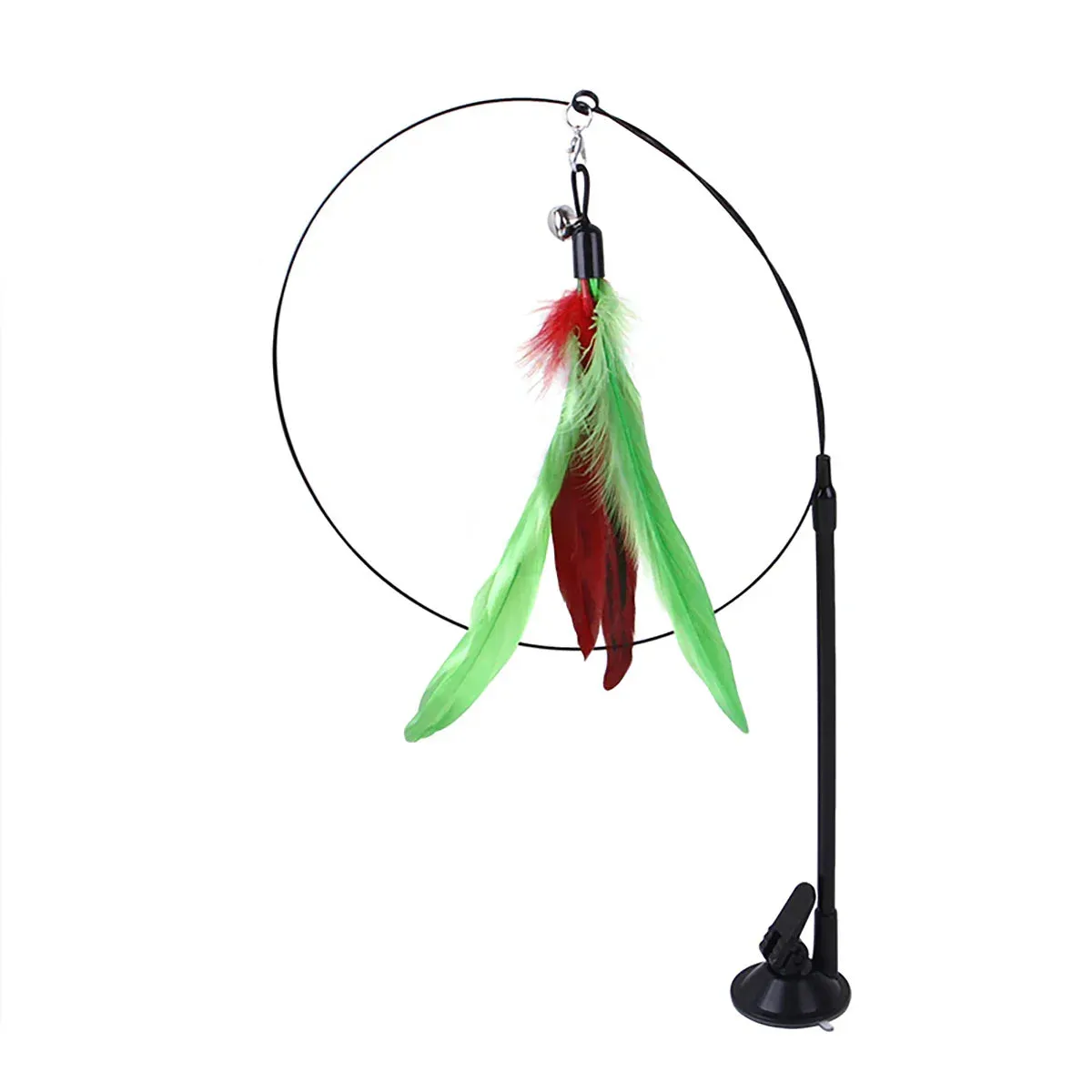 Interactive Cat Toy - Feather Teaser Wand with Bell and Sucker Base