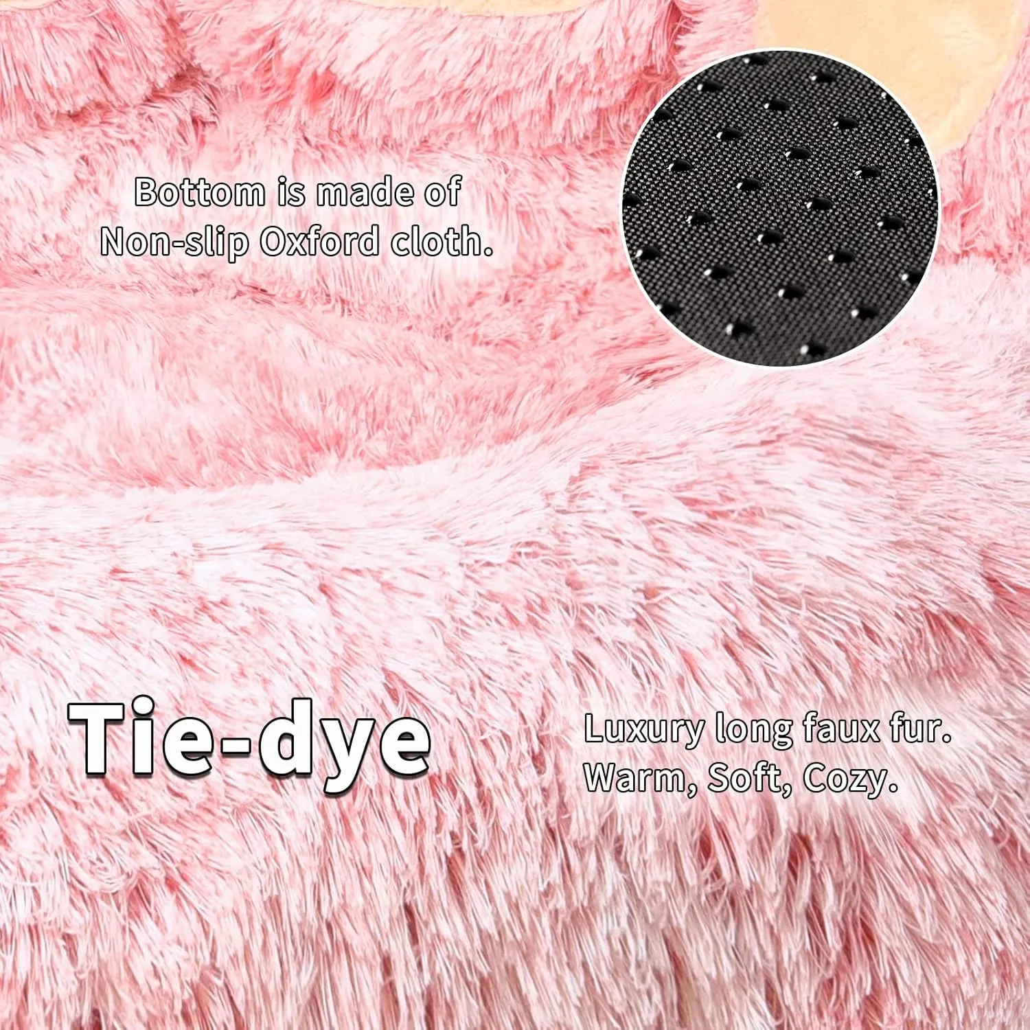Jiupety Paw Shape Calming Pet Bed, Medium Plush Faux Fur Donut Bed for Dogs & Cats, Machine Washable, Non-Slip Bottom, Extra Large Size (32"32"10"), Pink