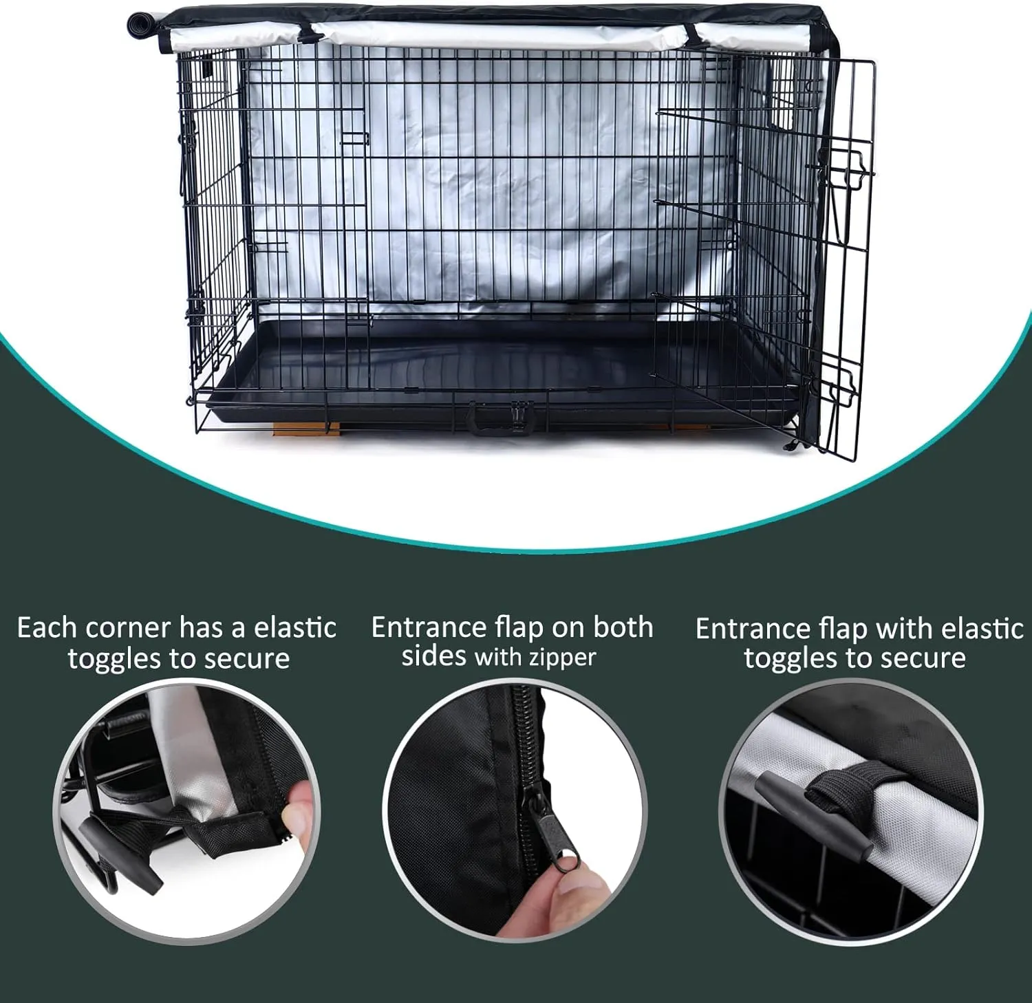 kefit Dog Crate Cover 36 inch, Kennel Cover for Dog Cage, Black