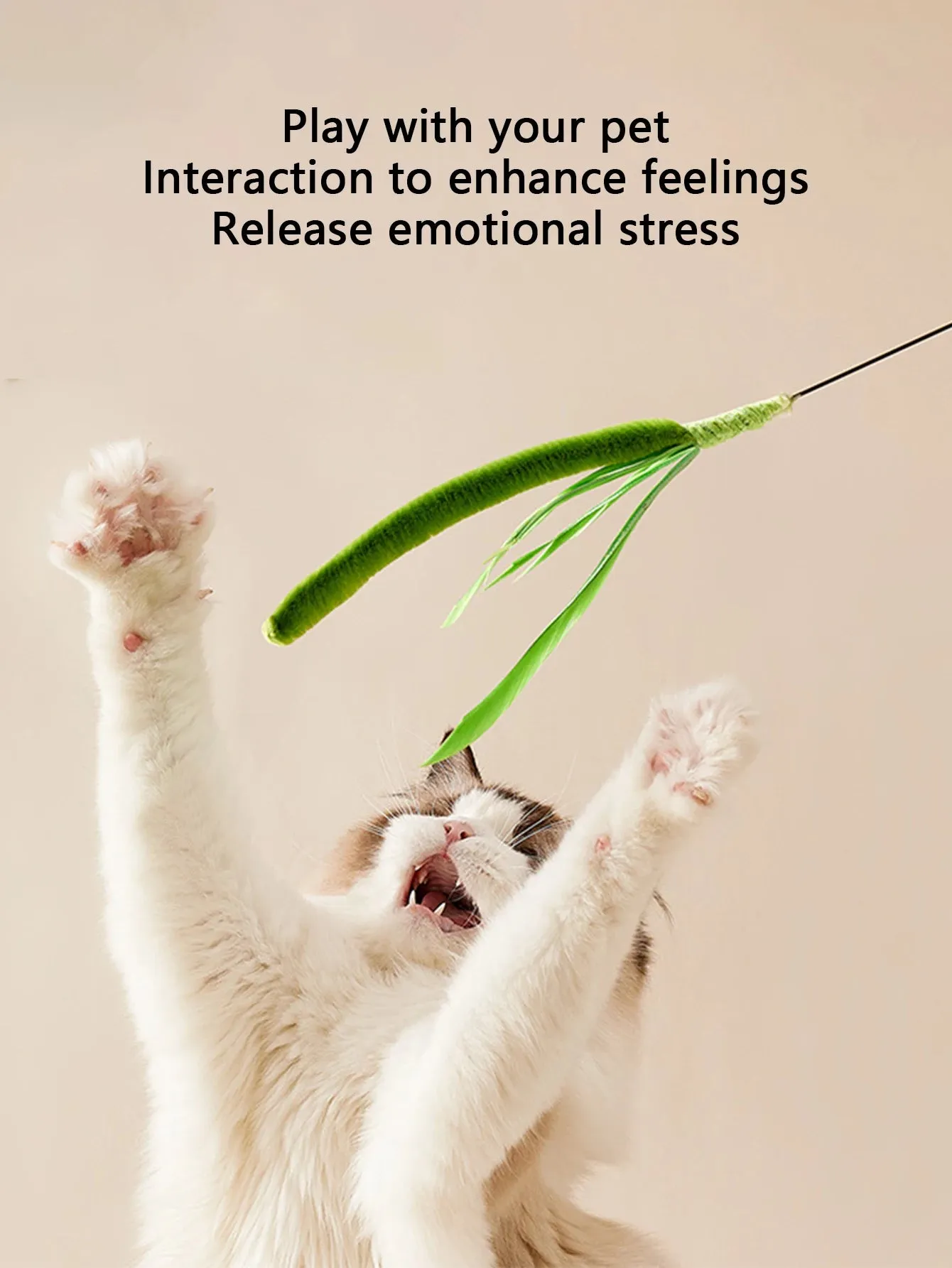 Kimpets Long Pole Feather Teaser Toy for Cats
