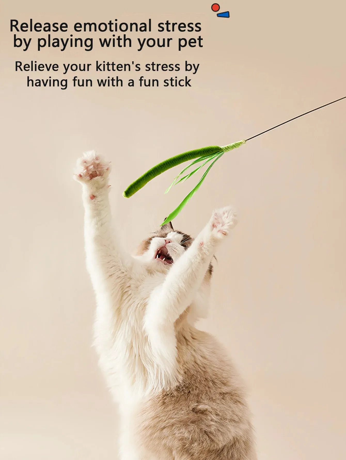 Kimpets Long Pole Feather Teaser Toy for Cats