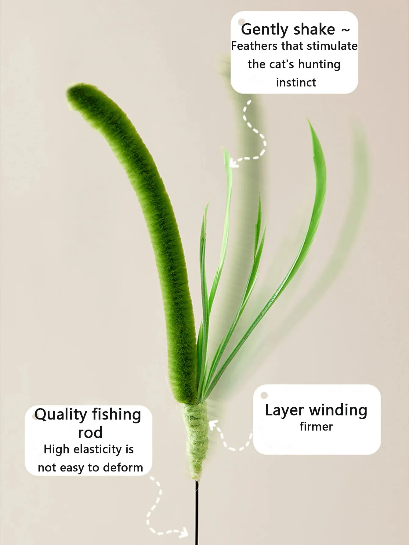 Kimpets Long Pole Feather Teaser Toy for Cats