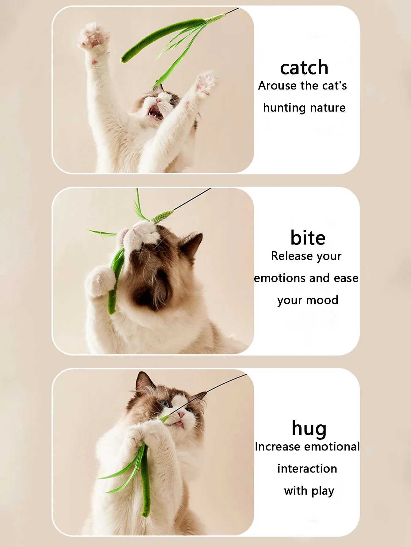 Kimpets Long Pole Feather Teaser Toy for Cats