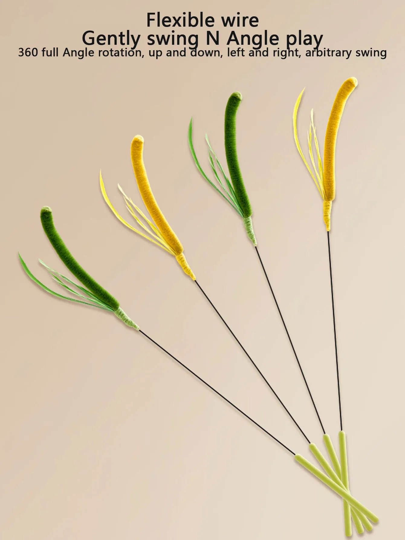 Kimpets Long Pole Feather Teaser Toy for Cats