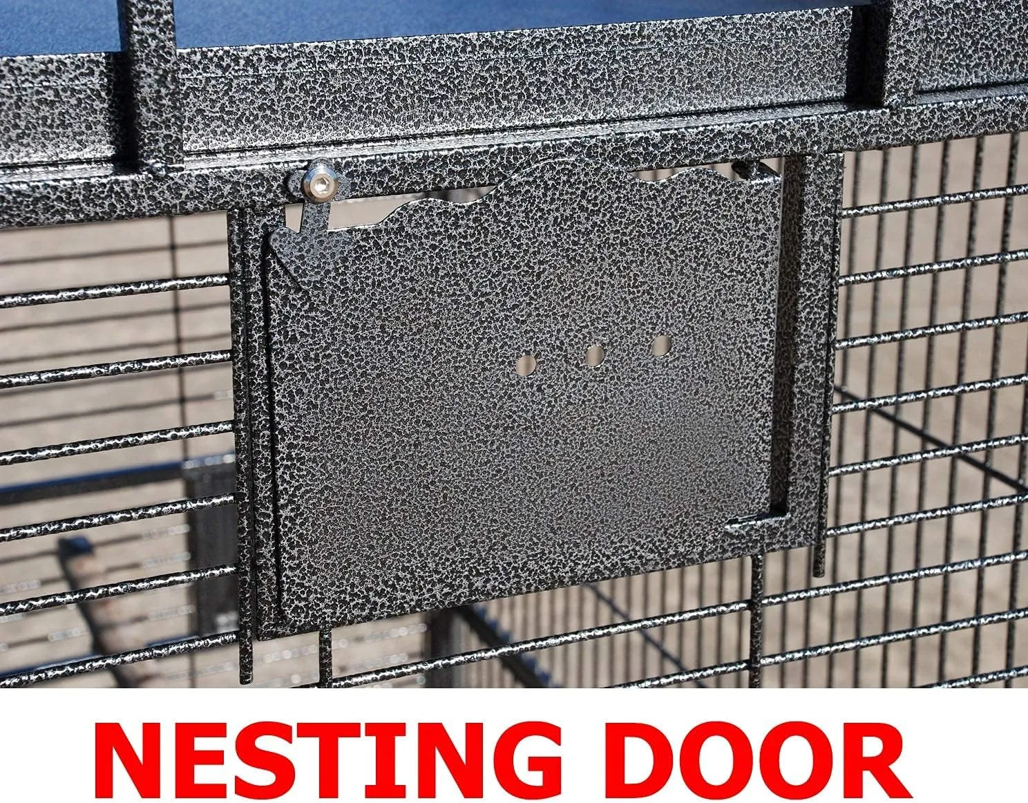 Large Elegance and Durable Wrought Iron Open Play Top Stand Bird Parrot Rolling Cage, Include Metal Seed Guard Solid Metal Feeder Nest Door (30.5 x 29.5 x 63 H, Black Vein)