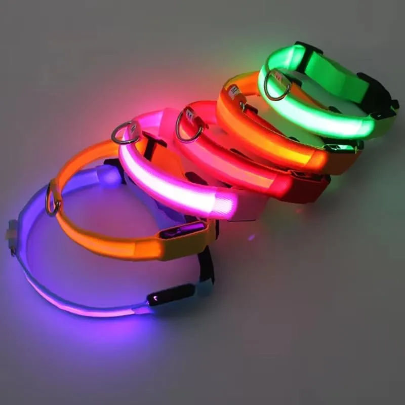 LED Rechargeable Adjustable Luminous Dog Collar for Small, Large, XX-Large Dogs for Better Visibility and Safety of Your Dogs in Dark. Available in 3 Sizes and 5 (Pink, XX-Large)