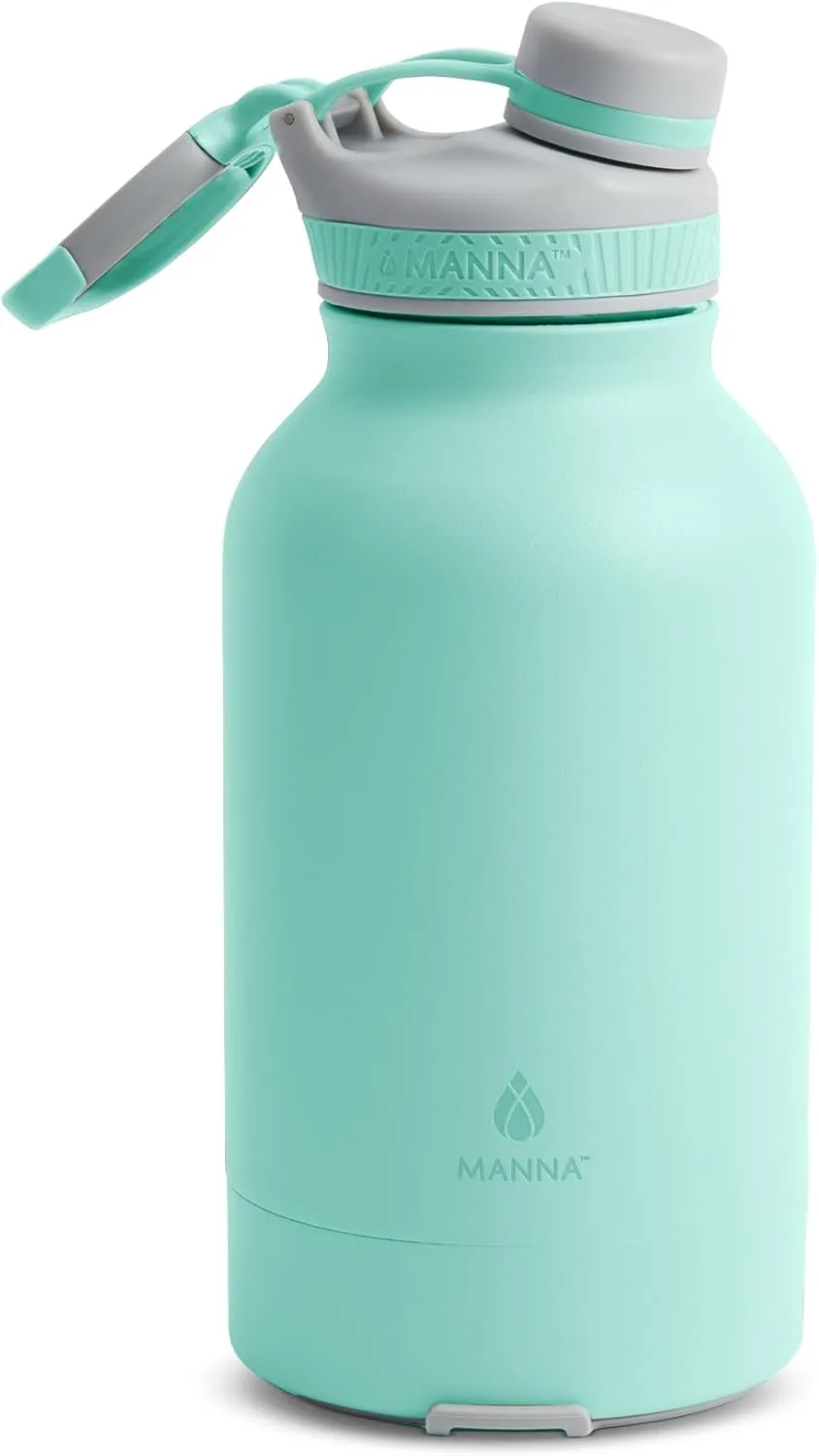 Manna Rover Double-Wall Insulated Stainless Steel Bottle with Durable Silicone Nesting Pet Bowl - 46 Oz - Mint Powder Coat