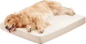 Memory Foam Orthopedic Large Dog Bed, Washable Dog Bed for Crate with Cooling Gel Mattress, Waterproof Liner and Plush Removable Cover for Extra Large Dogs (Beige)