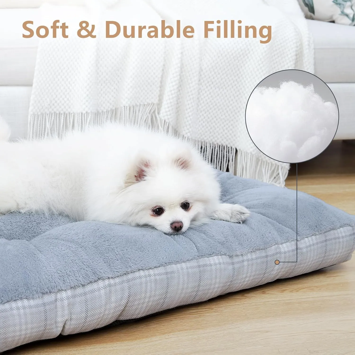 MIHIKK Washable M Dog Bed for Medium Dogs with Anti-Slip Bottom & Durable Zipper, Premium Foam Pet Pad for Crate for Large Medium Small Sized Puppies, 29" x 21" Gray
