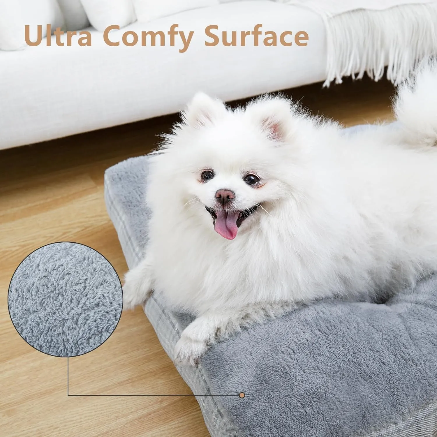 MIHIKK Washable M Dog Bed for Medium Dogs with Anti-Slip Bottom & Durable Zipper, Premium Foam Pet Pad for Crate for Large Medium Small Sized Puppies, 29" x 21" Gray