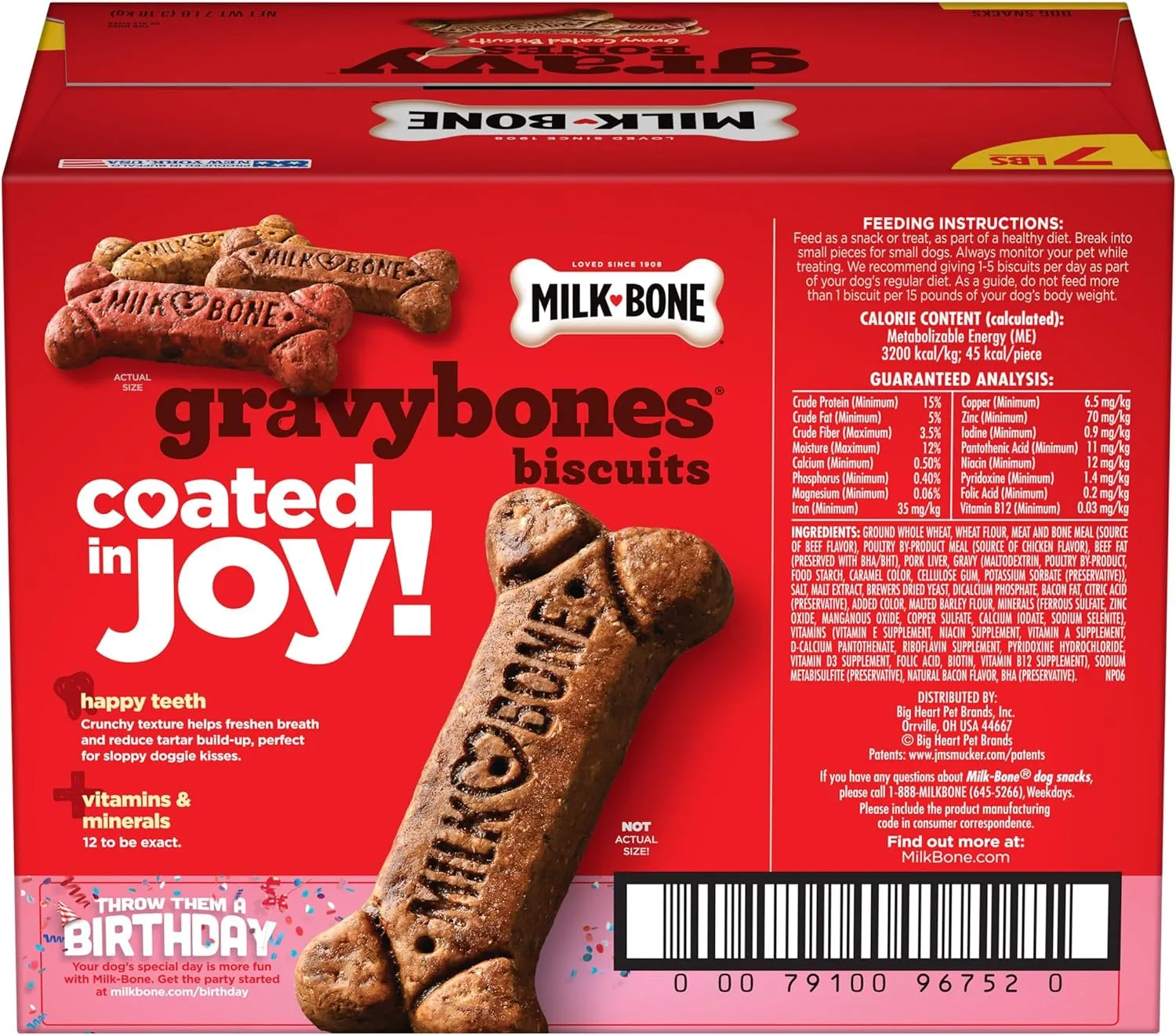 Milk-Bone Gravy Bones Dog Treats with 4 Savory Meat Flavors Coated in Gravy, 7 Pound