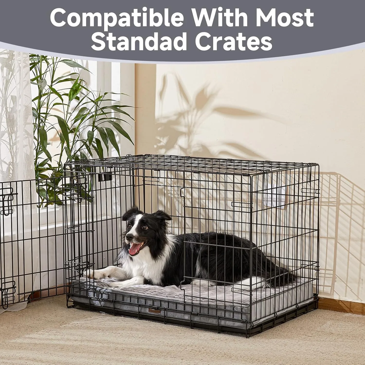 OhGeni Orthopedic Waterproof & Machine Washable Dog Bed for Medium Large Pets, Suitable for Crates, 25D Egg Crate Foam, Non-Slip Bottom & Removable Cover, Gifts for Dad, 35 Inches(Gray)