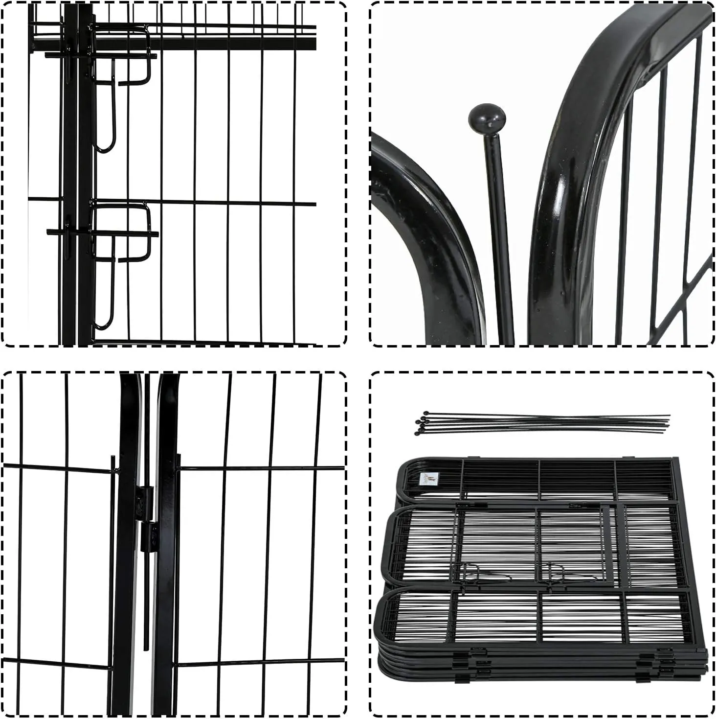 Pet Gate, Large Dog Kennel Puppy Playpen Dog Fence 40 Inch Exercise Pen Gate Fence Foldable 8 Panels with Door Options Ideal for Pet Animals Outdoor Indoor (40 Inch)
