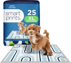 Pet Life Unlimited Smart Prints Extra Large Puppy Pads - Odor Controlling Dog Pee Pads with Wetness-Activated Fragrance - USA Made - 26" x 30" - 25 Count (XL)