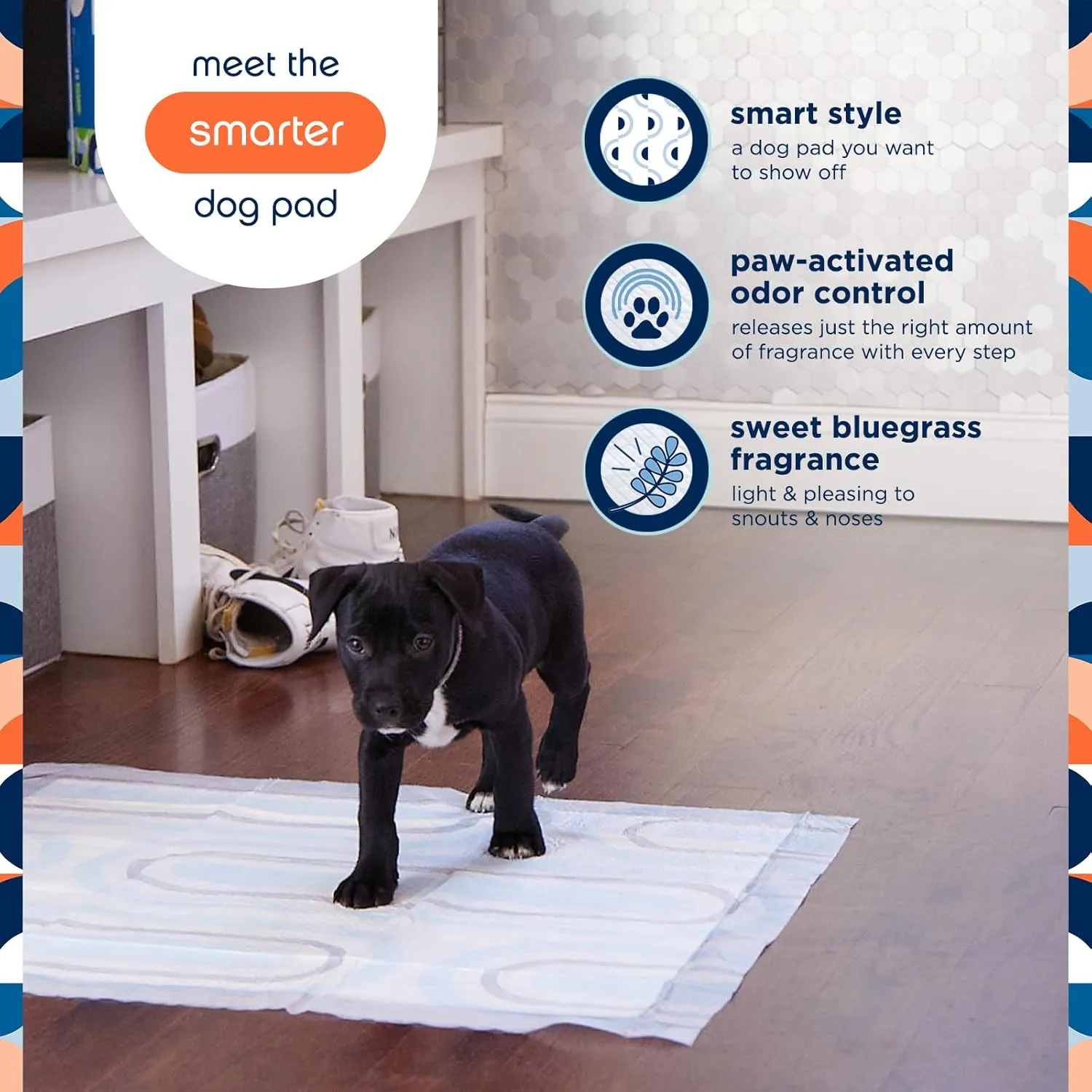 Pet Life Unlimited Smart Prints Extra Large Puppy Pads - Odor Controlling Dog Pee Pads with Wetness-Activated Fragrance - USA Made - 26" x 30" - 25 Count (XL)