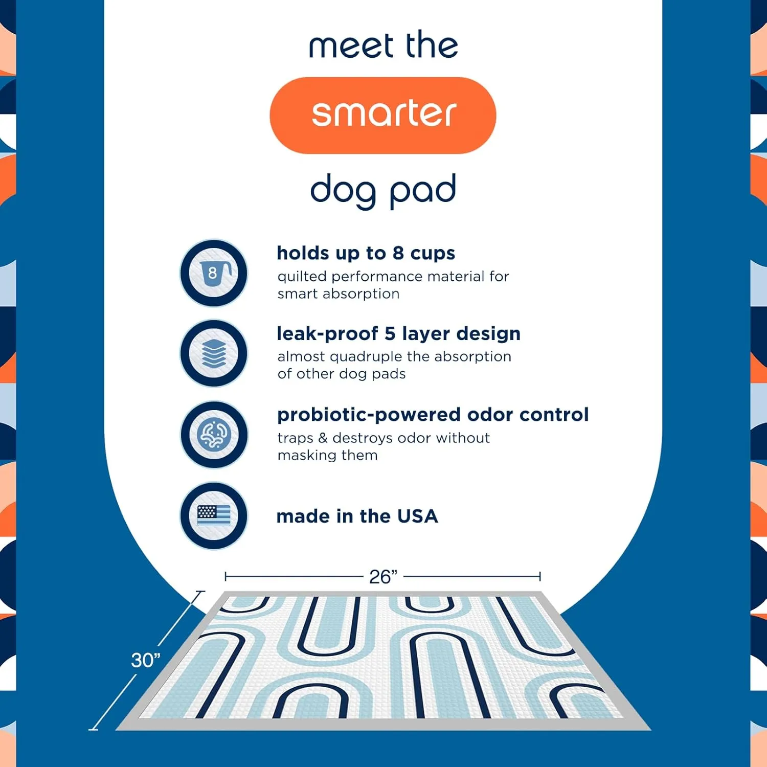 Pet Life Unlimited Smart Prints Extra Large Puppy Pads - Odor Controlling Dog Pee Pads with Wetness-Activated Fragrance - USA Made - 26" x 30" - 25 Count (XL)