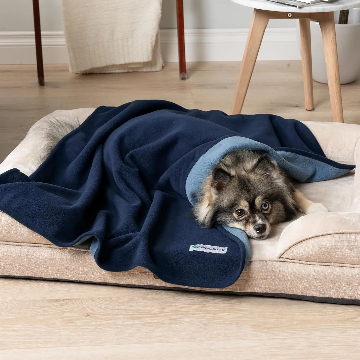 PetAmi Waterproof Dog Blanket for Medium Large Pets Dogs Cats, Pet Couch Cover Protector for Furniture, Reversible Washable Soft Fleece Cat Blanket for Bed Couch Sofa, 40x60 (Navy/Blue)