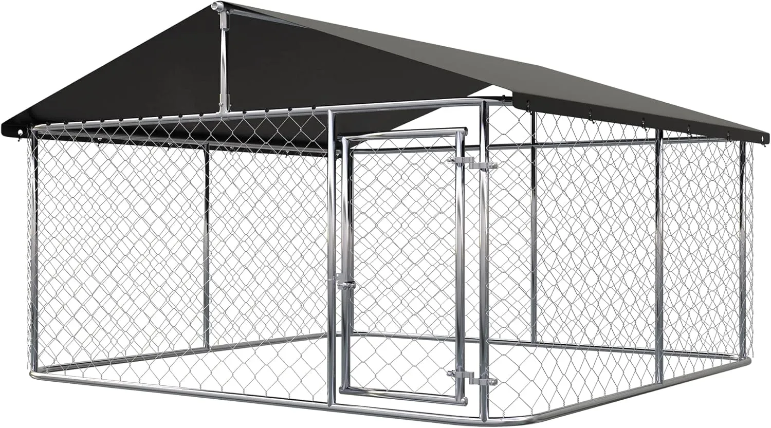 Petonly Outdoor Dog Enclosure Heavy Duty Dog Kennel House Mesh Dog Big Cage Pet Kennel Steel Fence with Secure Lock (79x 79)