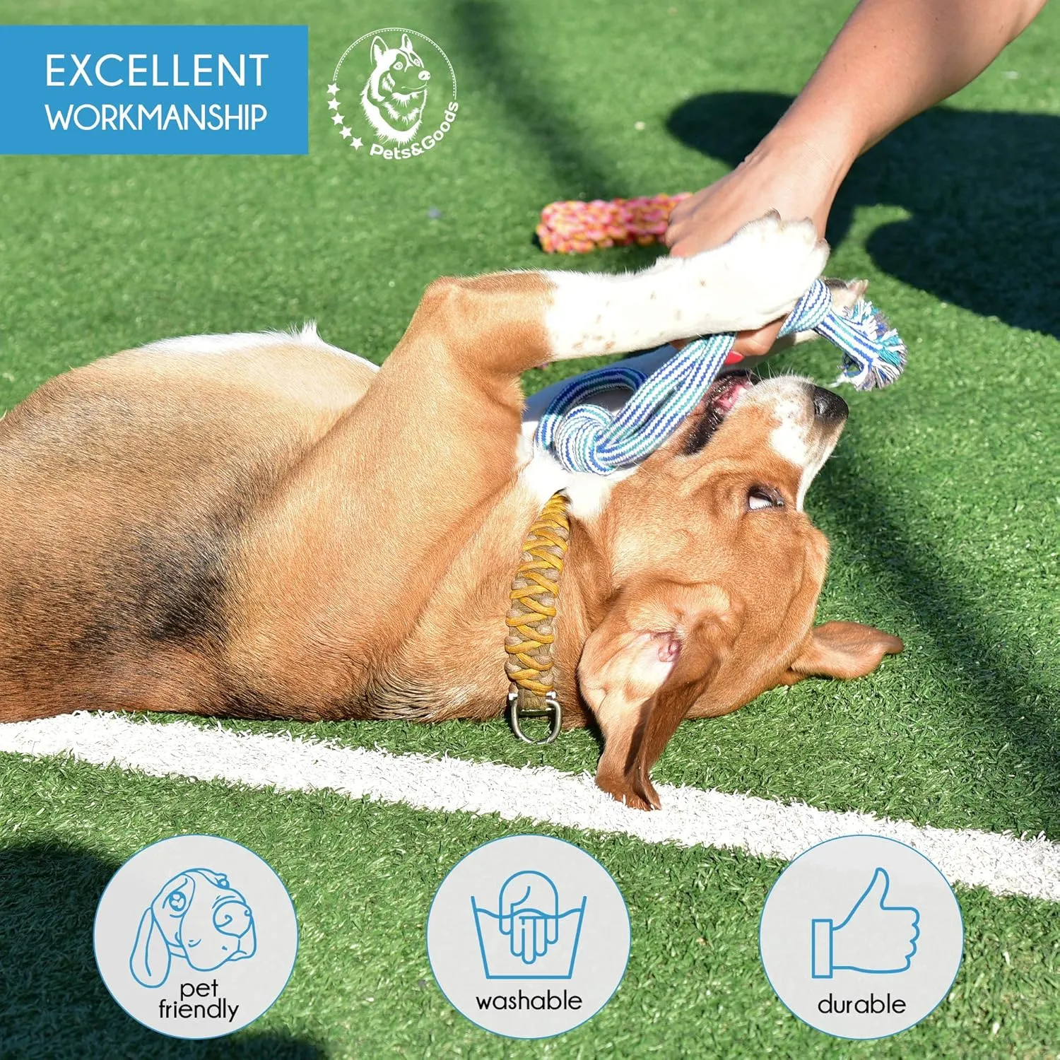 Pets&Goods Heavy Duty Rope Toy for Active Chewers, Washable 100% Cotton Dog Chew Toys - Tug of War, Pack of 9 Puppy Teething Toys (Small Breed, 9, Count)