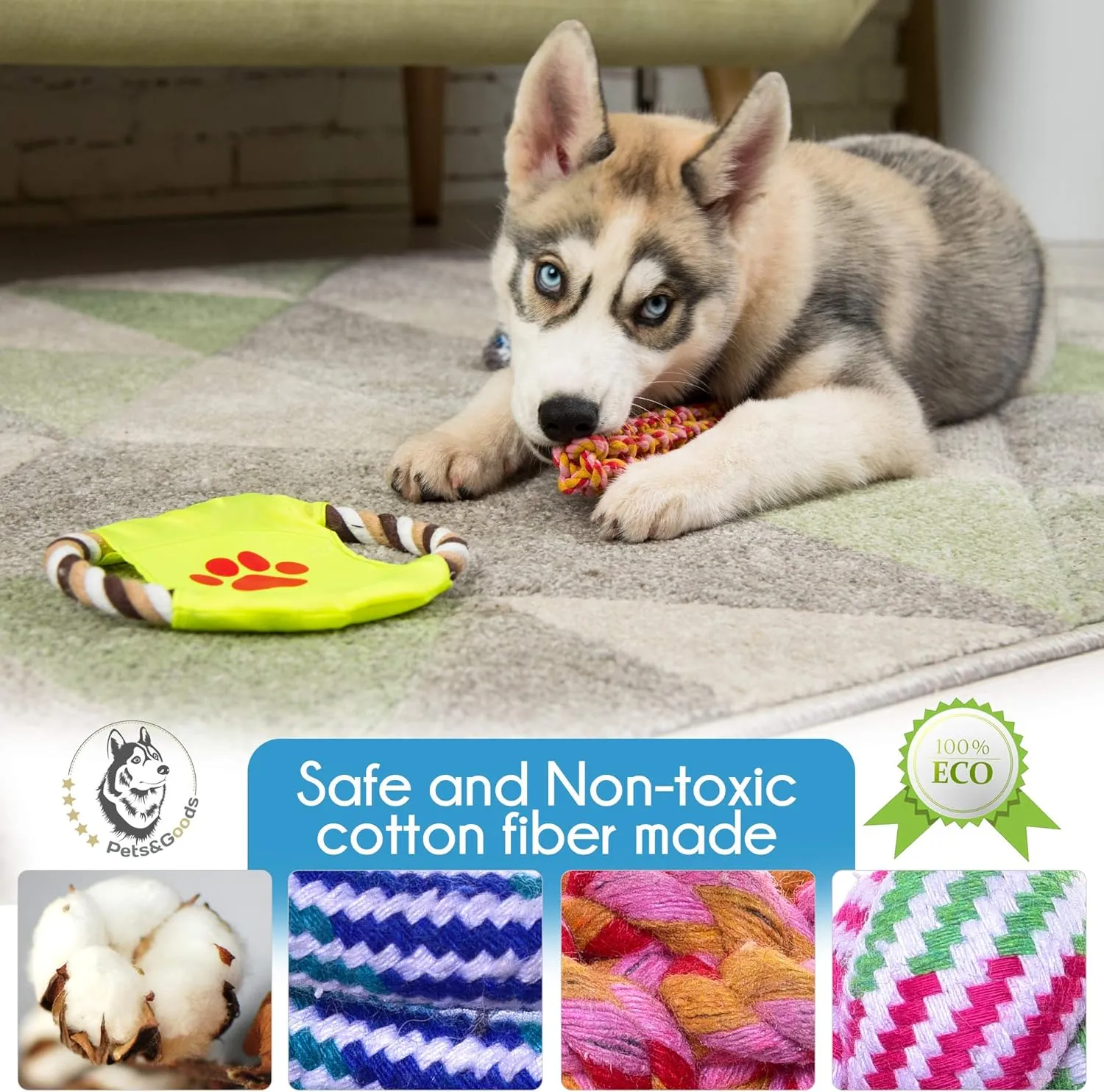 Pets&Goods Heavy Duty Rope Toy for Active Chewers, Washable 100% Cotton Dog Chew Toys - Tug of War, Pack of 9 Puppy Teething Toys (Small Breed, 9, Count)