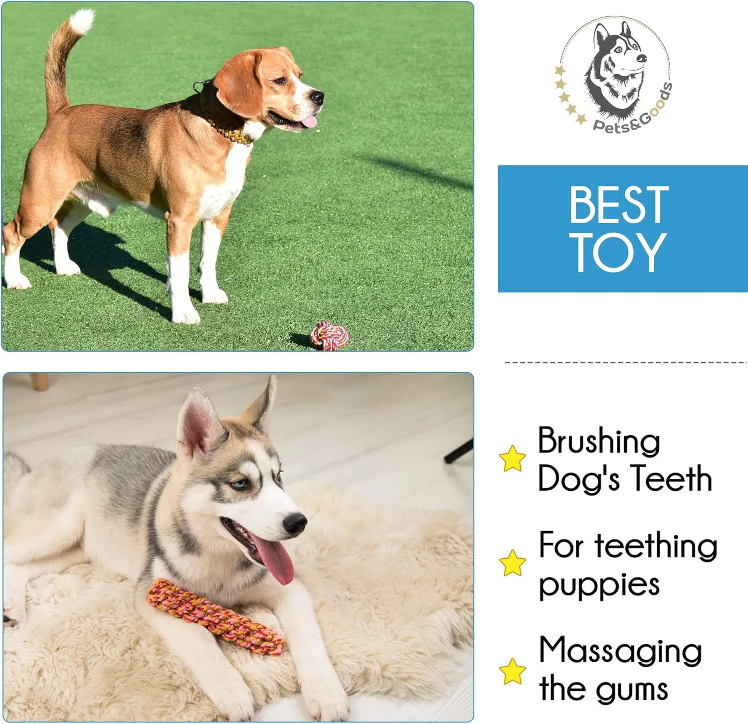 Pets&Goods Heavy Duty Rope Toy for Active Chewers, Washable 100% Cotton Dog Chew Toys - Tug of War, Pack of 9 Puppy Teething Toys (Small Breed, 9, Count)
