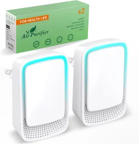 Plug In Air Ionizers - Negative Ion Technology Air Purifier - Quiet Operation Air Freshener for Home, Bedroom, Office, Garage Room - Portable Air Purifiers Odor,Pets Smell - Air Cleaner White (2 Pack