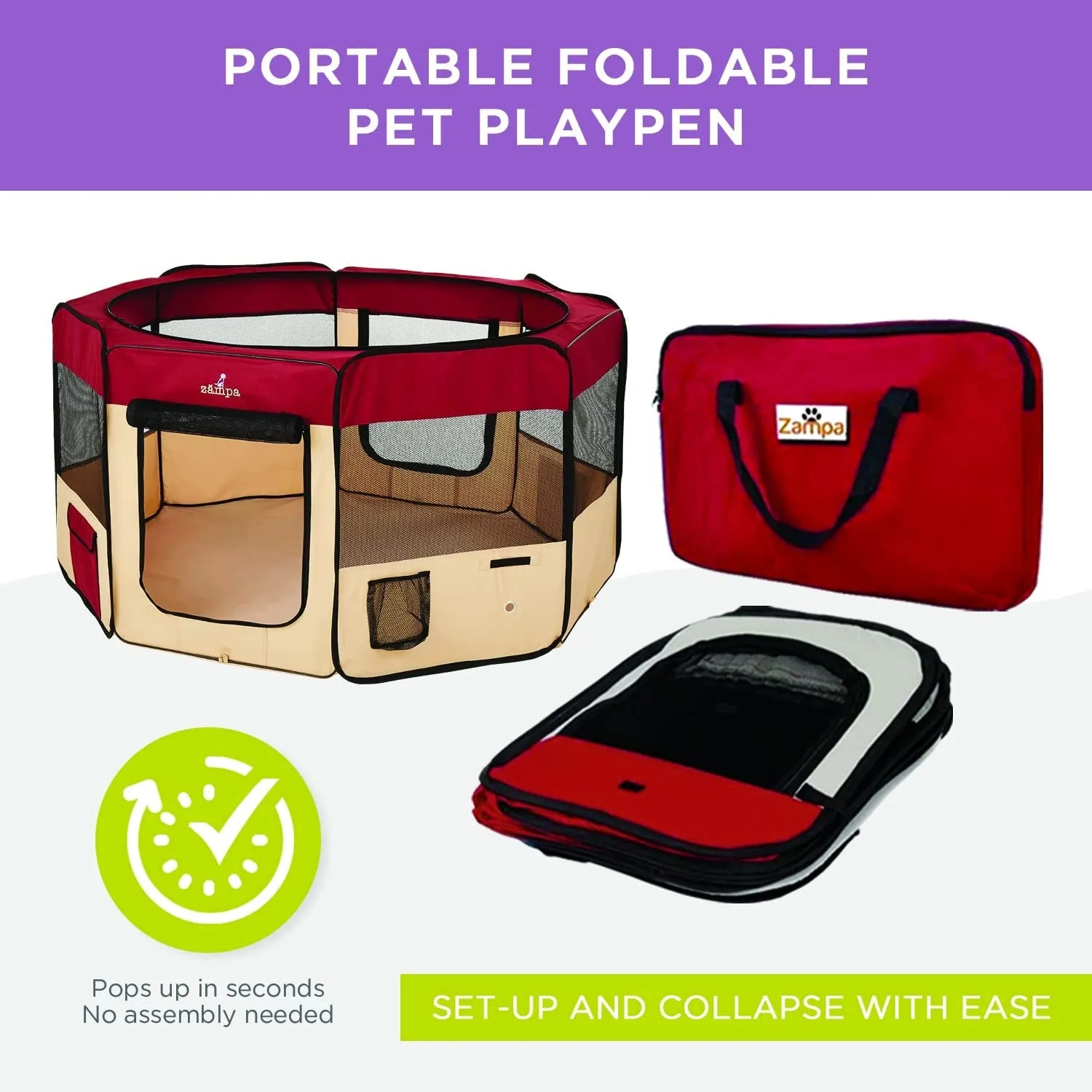 Portable Foldable Pet Playpen Exercise Pen Kennel   Carrying Case for Larges Dogs Small Puppies/Cats | Indoor/Outdoor Use | Water Resistant