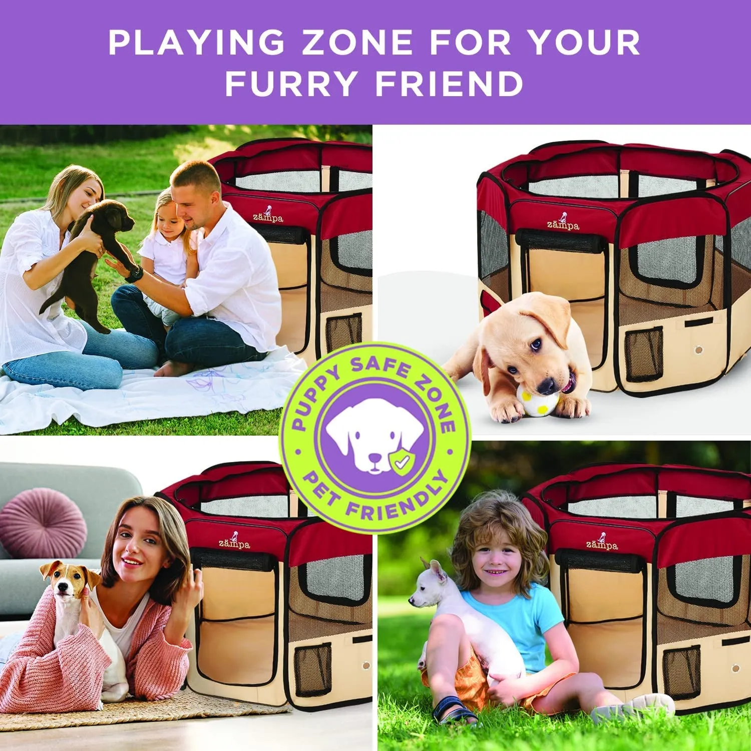 Portable Foldable Pet Playpen Exercise Pen Kennel   Carrying Case for Larges Dogs Small Puppies/Cats | Indoor/Outdoor Use | Water Resistant