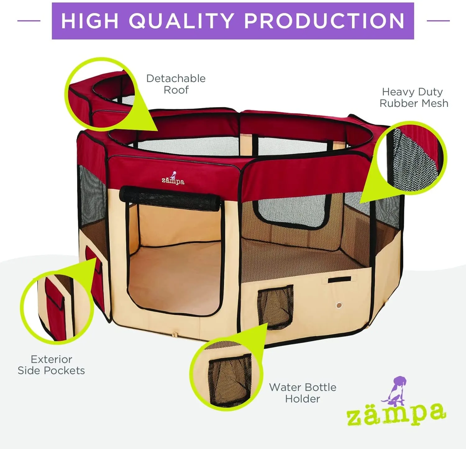 Portable Foldable Pet Playpen Exercise Pen Kennel   Carrying Case for Larges Dogs Small Puppies/Cats | Indoor/Outdoor Use | Water Resistant