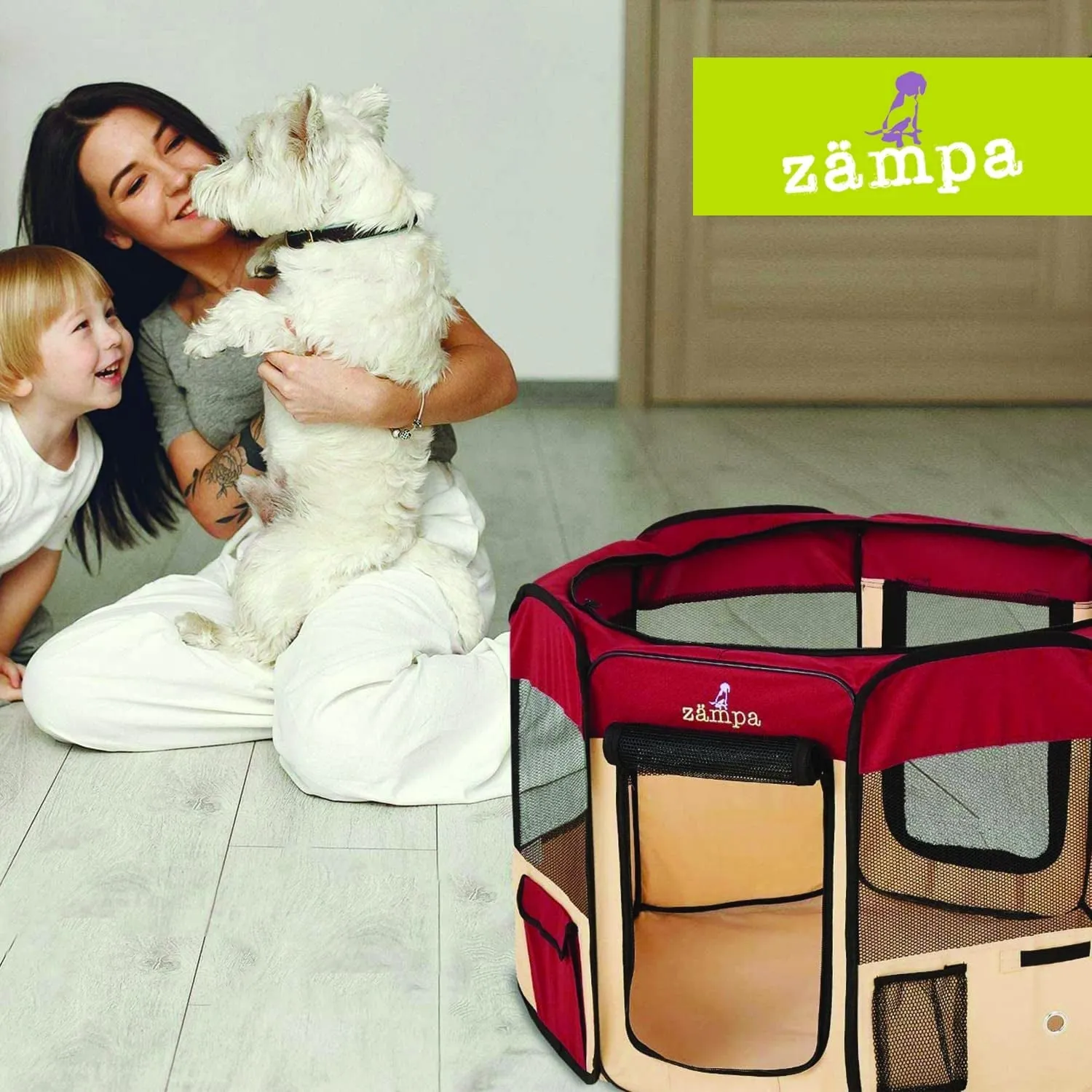Portable Foldable Pet Playpen Exercise Pen Kennel   Carrying Case for Larges Dogs Small Puppies/Cats | Indoor/Outdoor Use | Water Resistant