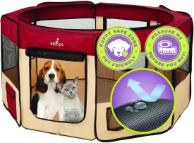 Portable Foldable Pet Playpen Exercise Pen Kennel   Carrying Case for Larges Dogs Small Puppies/Cats | Indoor/Outdoor Use | Water Resistant