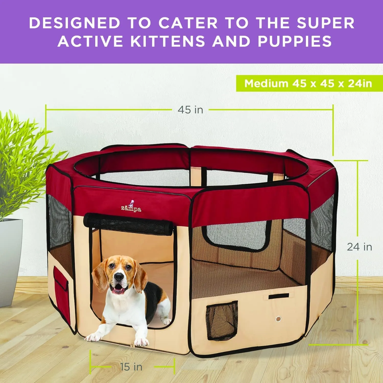 Portable Foldable Pet Playpen Exercise Pen Kennel   Carrying Case for Larges Dogs Small Puppies/Cats | Indoor/Outdoor Use | Water Resistant