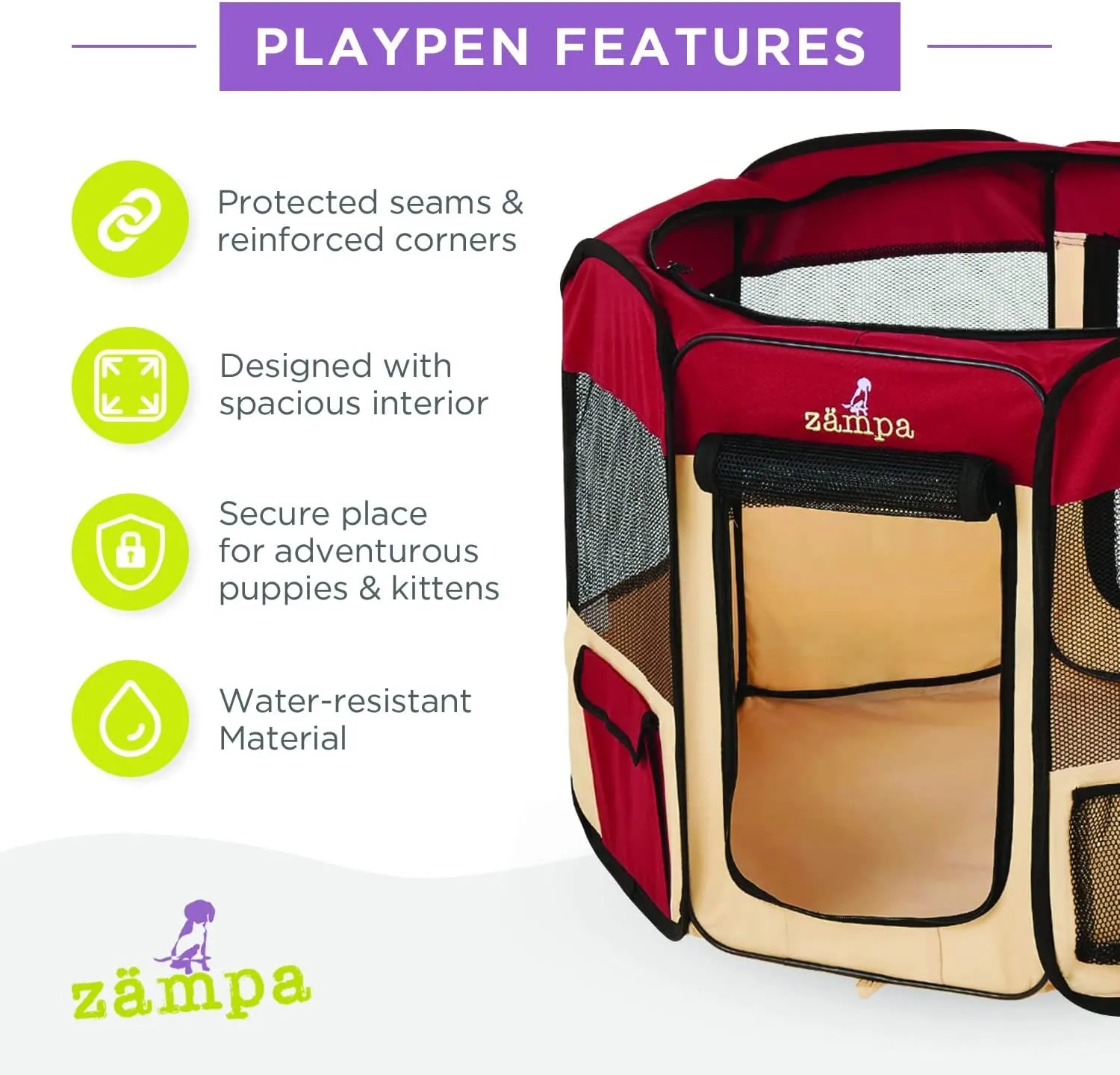 Portable Foldable Pet Playpen Exercise Pen Kennel   Carrying Case for Larges Dogs Small Puppies/Cats | Indoor/Outdoor Use | Water Resistant