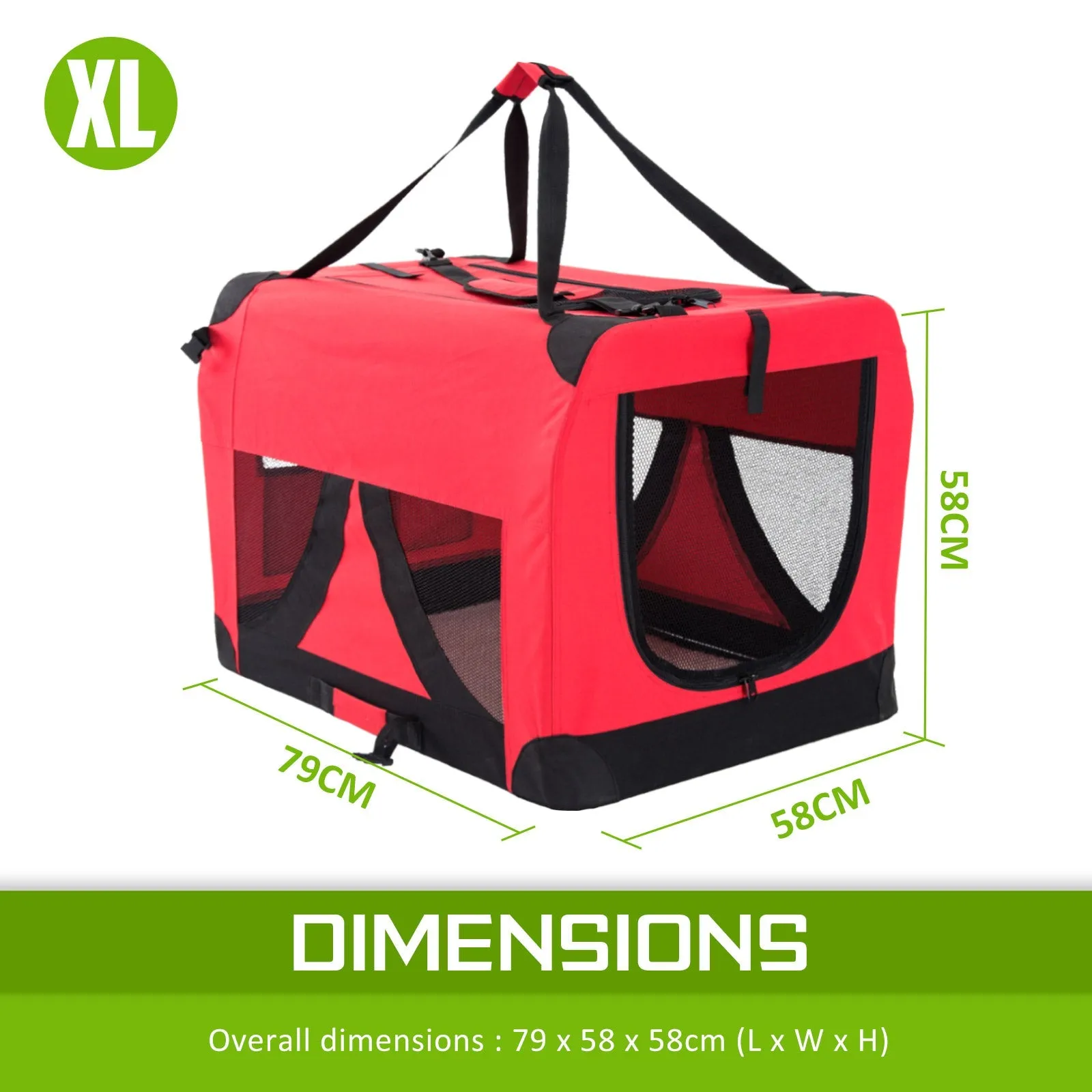 Portable Soft Dog Cage Crate Carrier XL - Red