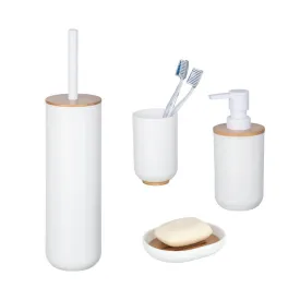 Posa 4 Piece Bathroom Accessories Set White & Bamboo